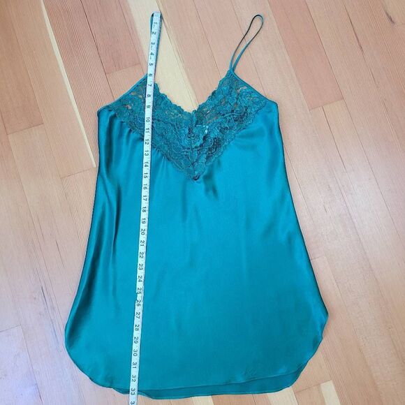 Vintage Alexandra Nicole emerald green slip dress lingerie coquette lace romanti - Picture 9 of 11